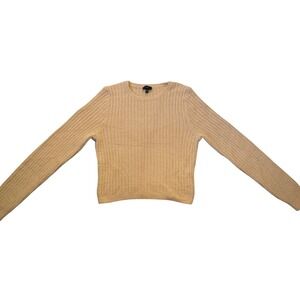 EXPRESS Ribbed Knit Sweater Camel Tan Long Sleeve Pullover Women's Medium‎
